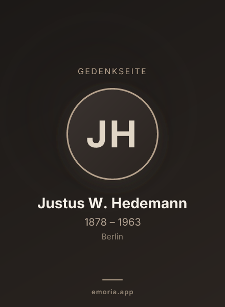 Gedenkportrait von Justus W. Hedemann