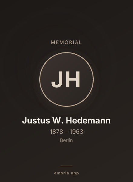 Memorial portrait of Justus W. Hedemann