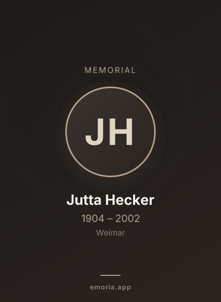 Memorial portrait of Jutta Hecker