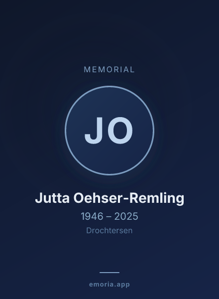 Memorial portrait of Jutta Oehser-Remling