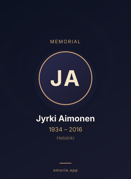 Memorial portrait of Jyrki Aimonen