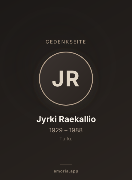 Gedenkportrait von Jyrki Raekallio