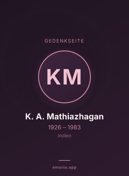 Gedenkportrait von K. A. Mathiazhagan