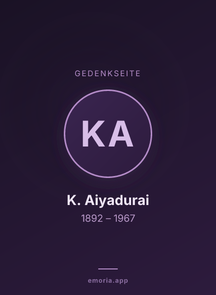 Gedenkportrait von K. Aiyadurai