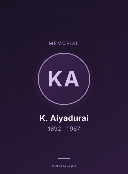Memorial portrait of K. Aiyadurai