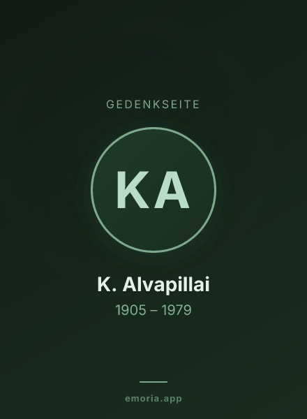 Gedenkportrait von K. Alvapillai