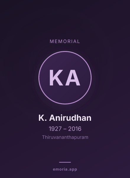 Memorial portrait of K. Anirudhan