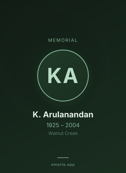 Memorial portrait of K. Arulanandan
