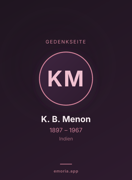 Gedenkportrait von K. B. Menon