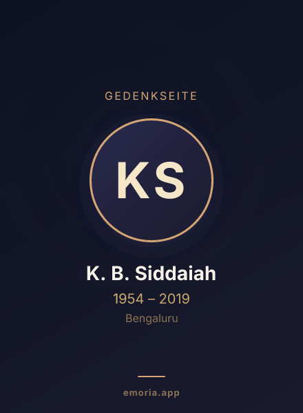 Gedenkportrait von K. B. Siddaiah
