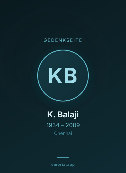 Gedenkportrait von K. Balaji