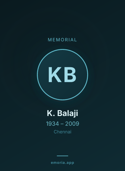 Memorial portrait of K. Balaji