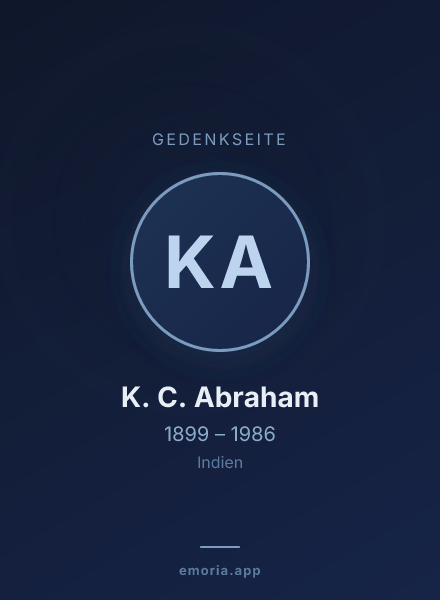 Gedenkportrait von K. C. Abraham