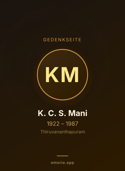 Gedenkportrait von K. C. S. Mani