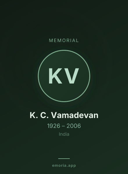 Memorial portrait of K. C. Vamadevan