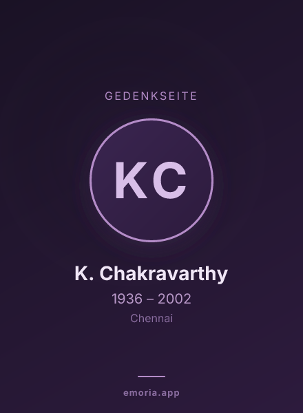 Gedenkportrait von K. Chakravarthy