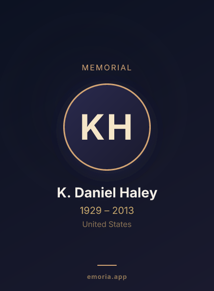 Memorial portrait of K. Daniel Haley