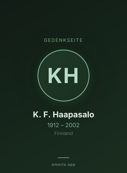 Gedenkportrait von K. F. Haapasalo