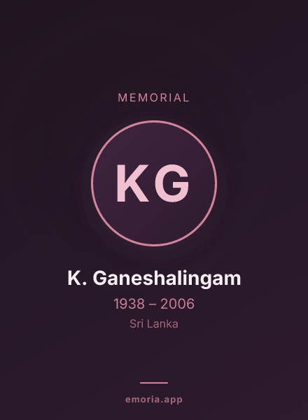 Memorial portrait of K. Ganeshalingam