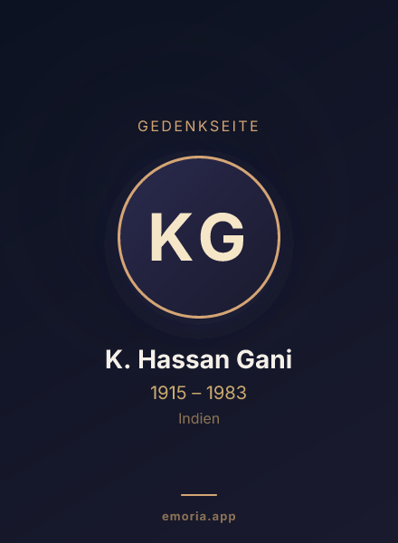 Gedenkportrait von K. Hassan Gani