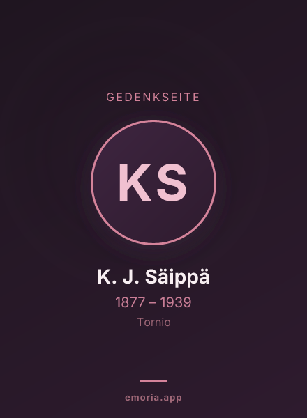 Gedenkportrait von K. J. Säippä