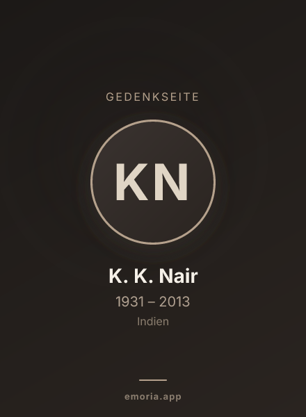 Gedenkportrait von K. K. Nair