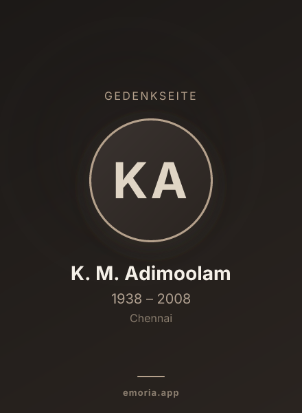 Gedenkportrait von K. M. Adimoolam