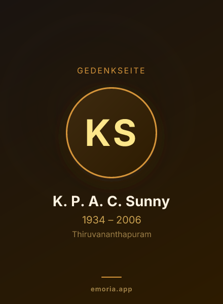 Gedenkportrait von K. P. A. C. Sunny
