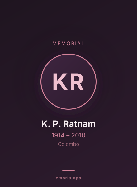 Memorial portrait of K. P. Ratnam
