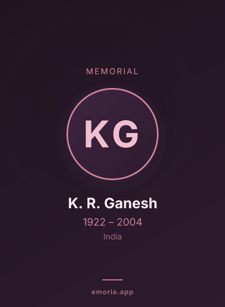 Memorial portrait of K. R. Ganesh