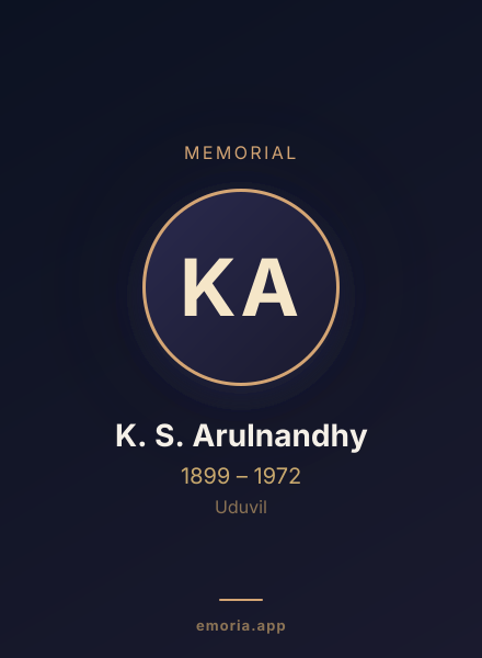 Memorial portrait of K. S. Arulnandhy