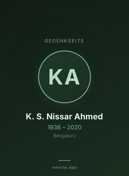 Gedenkportrait von K. S. Nissar Ahmed