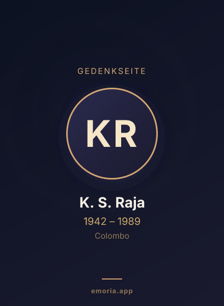 Gedenkportrait von K. S. Raja