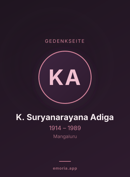 Gedenkportrait von K. Suryanarayana Adiga