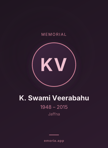 Memorial portrait of K. Swami Veerabahu