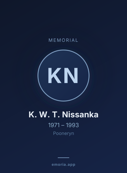 Memorial portrait of K. W. T. Nissanka
