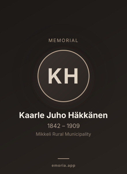 Memorial portrait of Kaarle Juho Häkkänen