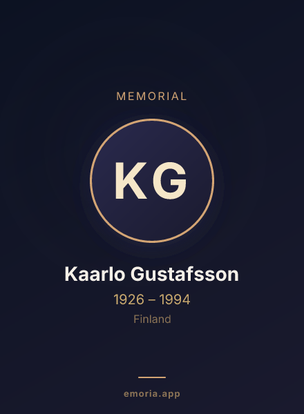 Memorial portrait of Kaarlo Gustafsson
