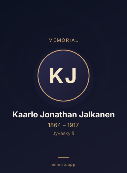 Memorial portrait of Kaarlo Jonathan Jalkanen
