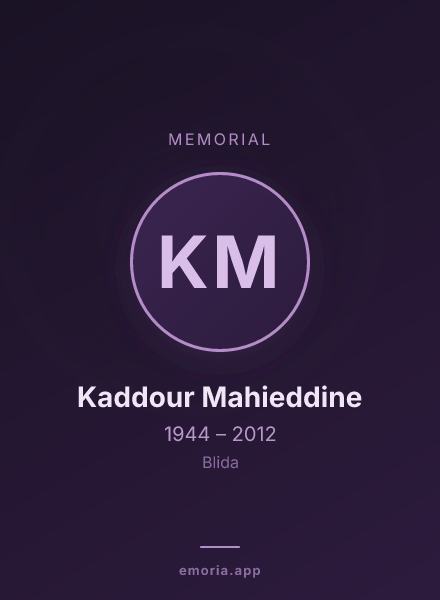 Memorial portrait of Kaddour Mahieddine