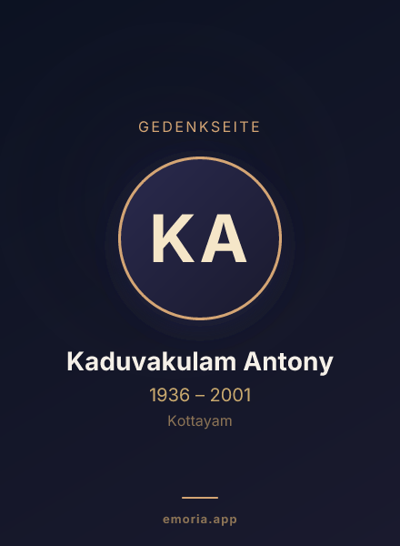 Gedenkportrait von Kaduvakulam Antony