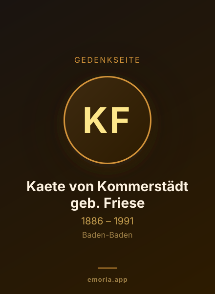 Gedenkportrait von Kaete von Kommerstädt geb. Friese