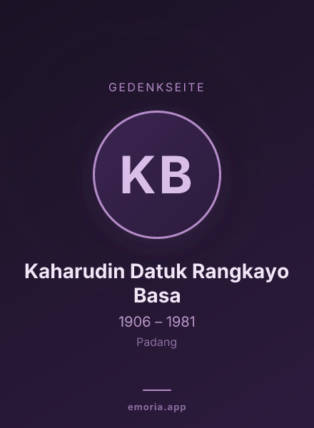 Gedenkportrait von Kaharudin Datuk Rangkayo Basa