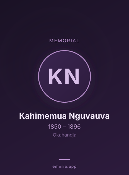 Memorial portrait of Kahimemua Nguvauva
