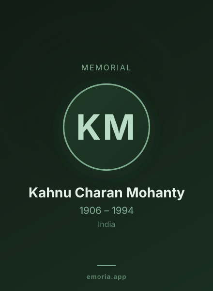 Memorial portrait of Kahnu Charan Mohanty