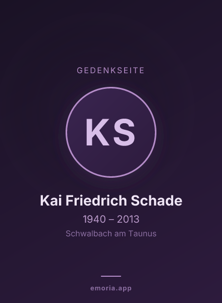 Gedenkportrait von Kai Friedrich Schade