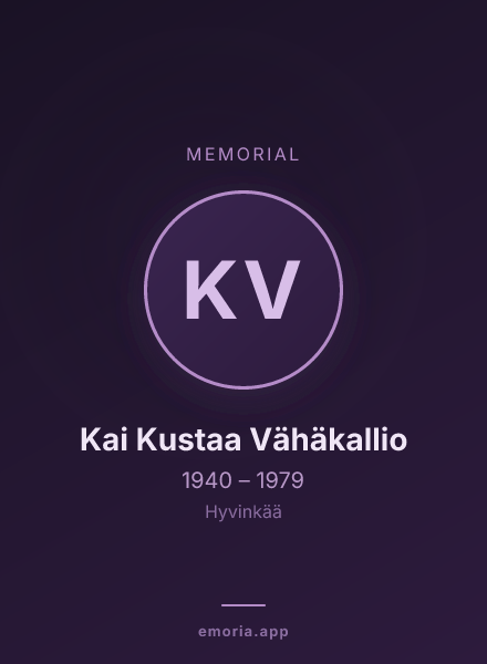 Memorial portrait of Kai Kustaa Vähäkallio