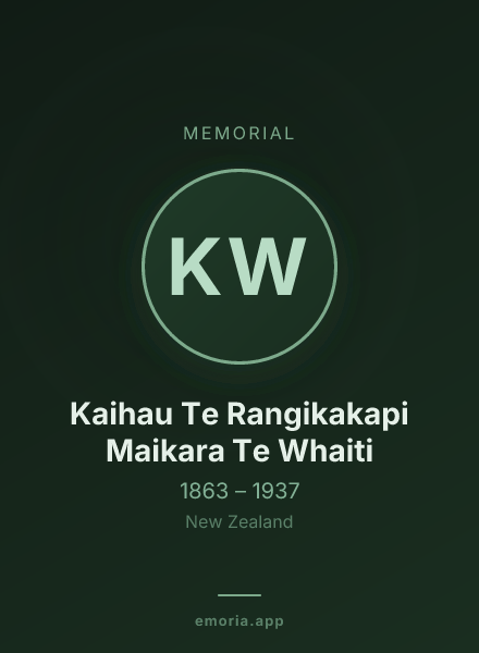 Memorial portrait of Kaihau Te Rangikakapi Maikara Te Whaiti