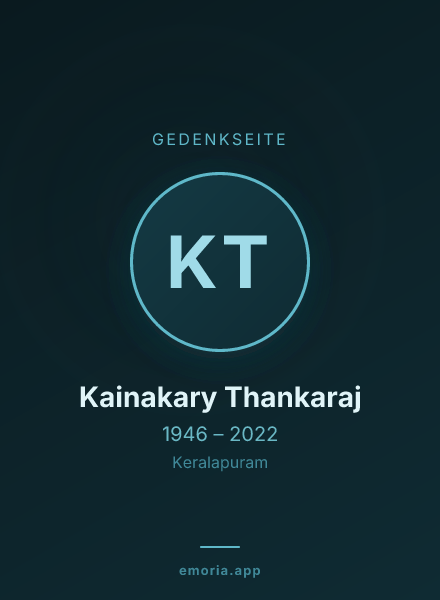 Gedenkportrait von Kainakary Thankaraj