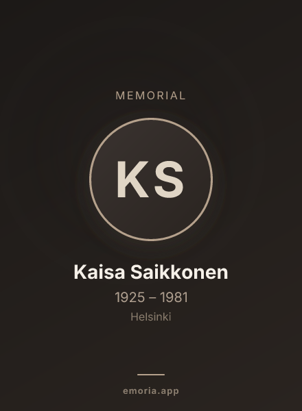 Memorial portrait of Kaisa Saikkonen